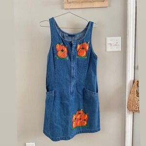 Vintage denim dress with pumpkins